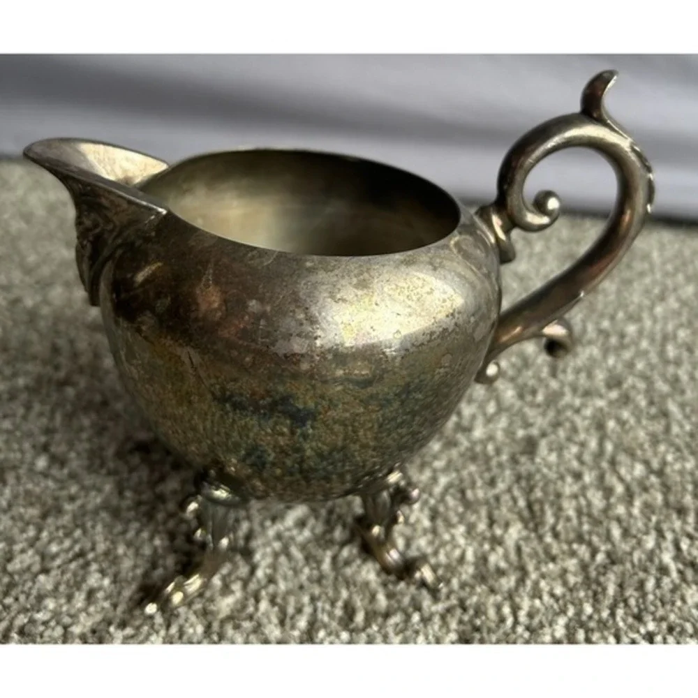 Antique Birmingham‎ Silver Footed Coffee/Teapot BSC & Creamer Pitcher Collector